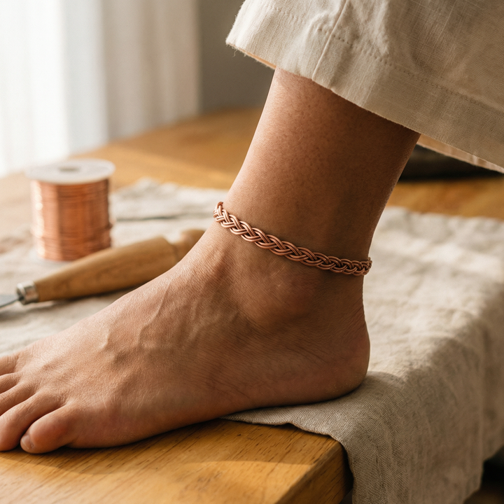 Miedziana bransoletka na kostkę Very